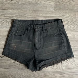 High waisted black denim shorts